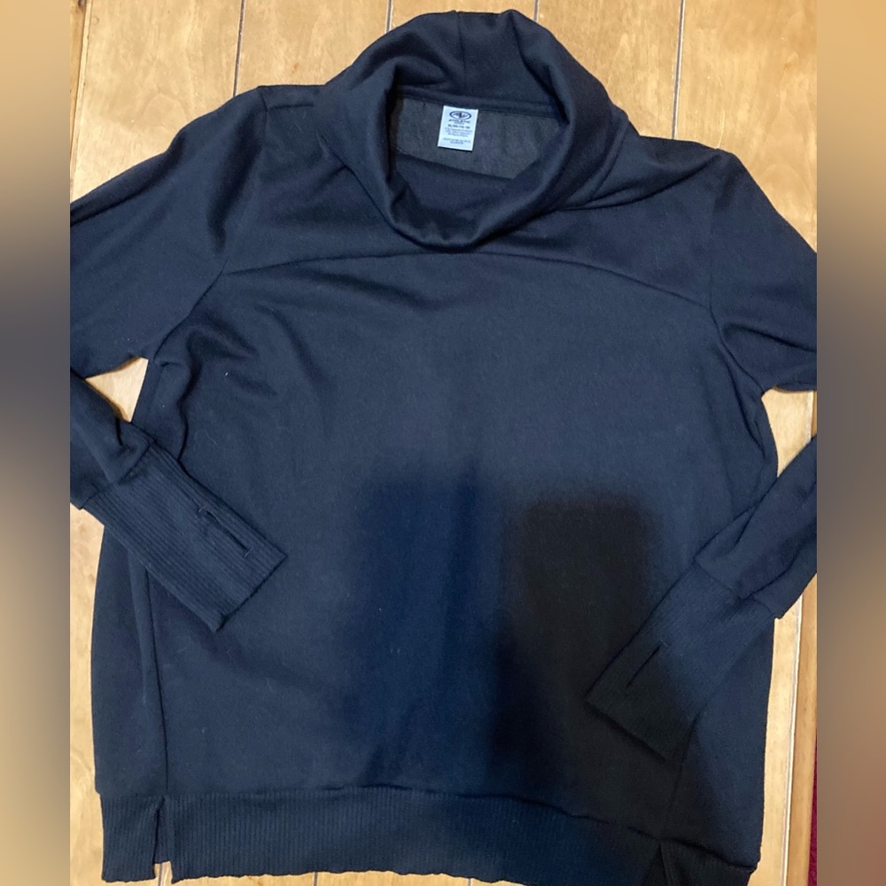 Ladies Size XL (16/18) Athletic Works Black Pullover Cowl Neck Seeatshirt